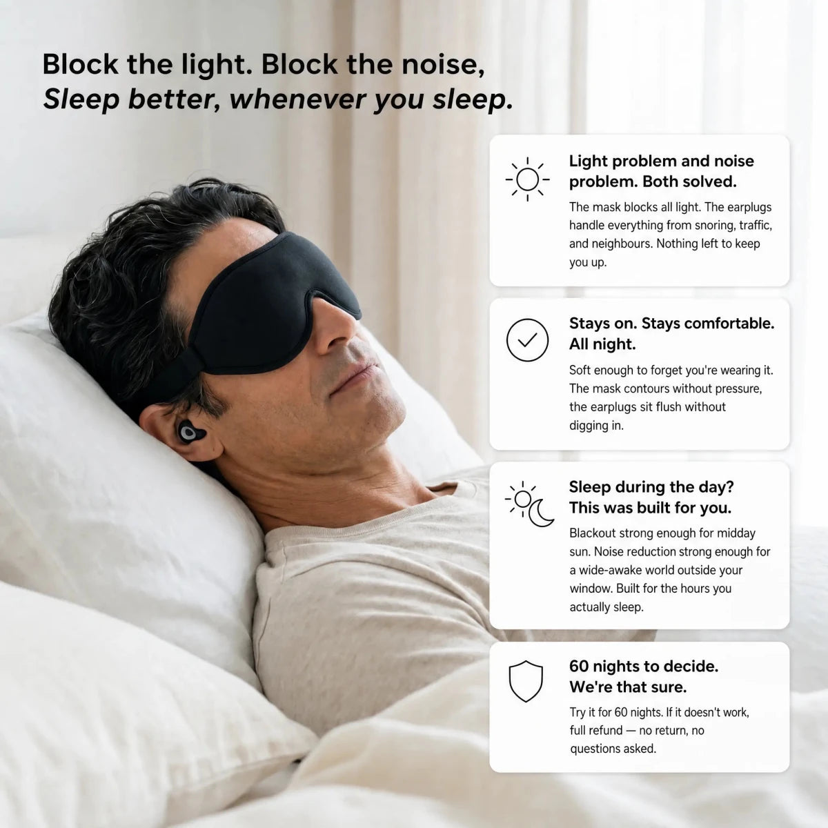Daytime Sleep Kit — Blackout Mask & Earplugs Built for Night Shift Workers - 8HOURSCLUB