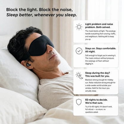 Daytime Sleep Kit — Blackout Mask & Earplugs Built for Night Shift Workers - 8HOURSCLUB